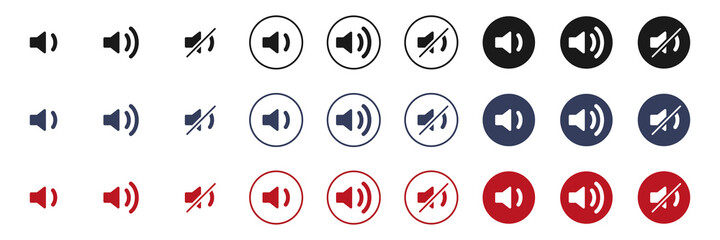 Volume icons set isolated on white background. Modern design. Vector illustration.