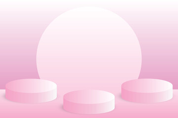 display podium scene with a geometric platform White and pink product display podium background, Podium product display illustration. mockup scene 3d rendering.