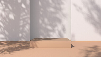 Background rendering with podium and wall scene abstract background. 3D illustration, 3D rendering