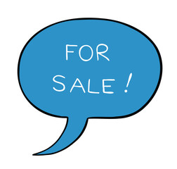 Cartoon vector illustration of for sale speech bubble