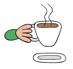 Cartoon vector illustration of drink hot coffee