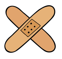Cartoon vector illustration of two crossed adhesive patches