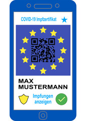 Europäisches digitales Impfzertifikat auf dem Handy