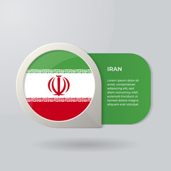 3D Map Pointer Flag Nation of Iran with Description Text