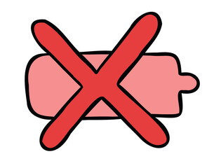 Cartoon vector illustration of dead battery