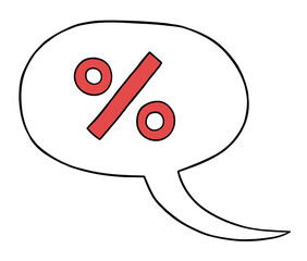 Obraz premium Cartoon vector illustration of percentage in speech bubble