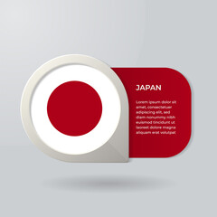 3D Map Pointer Flag Nation of Japan with Description Text