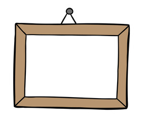 Cartoon vector illustration of picture frame hanging on the wall