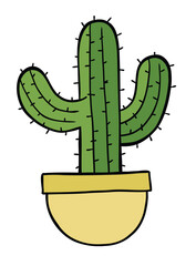 Cartoon vector illustration of cactus in pot