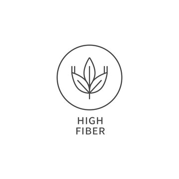 Vector line logo, badge or icon - high fiber food. Symbol of healthy eating.
