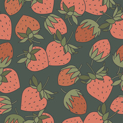 Vector illustration seamless pattern with strawberries. Vintage abstract design for paper, cover, fabric, interior decor,