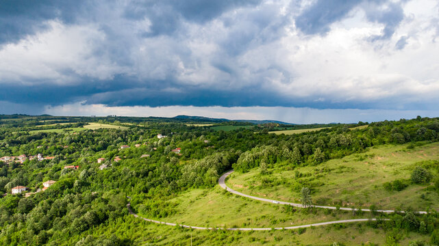 Drone Footage Over The Mountains Clouds Before Rain