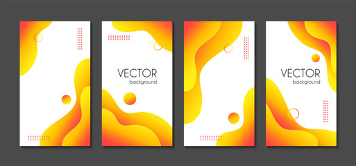 Vector organic backgrounds for instagram highlights. Abstract liquid yellow vertical stories templates for social media