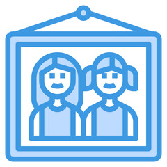 Family Picture blue line icon