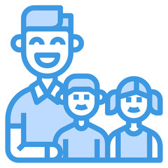 Family blue line icon