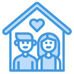 Family blue line icon