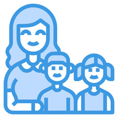 Family blue line icon