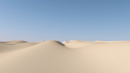 Fototapeta na wymiar Desert with sky background. 3D illustration, 3D rendering 