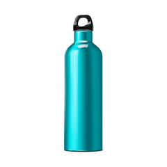 Insulated water bottle with carry handle, realistic vector mockup. Stainless steel shiny metal sport flask, template