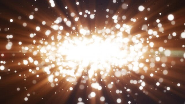 Dark brown background, digital signature with particles, sparkling waves explosion , curtains and areas with deep depths. The particles are golden light lines.
