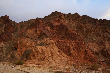 Hiking in twilight near Eilat in South Israel