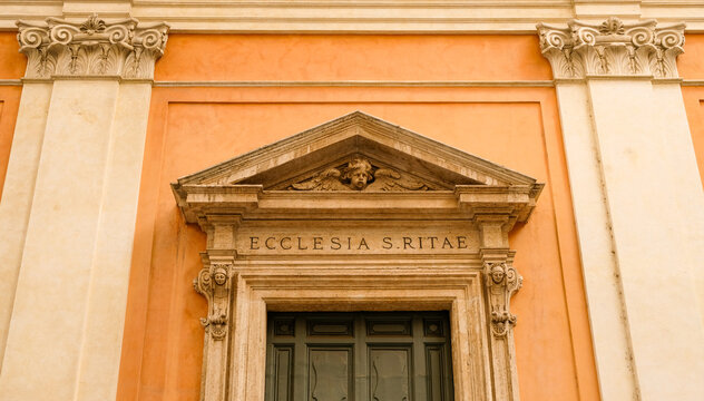 Rome. Facade of Santa Rita da Cascia alle Vergini church, built in 1643 by architect Carlo Fontana.