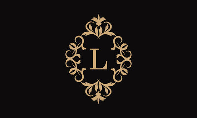 Elegant logo for business. Exquisite company brand icon, boutique. Monogram with the letter L.