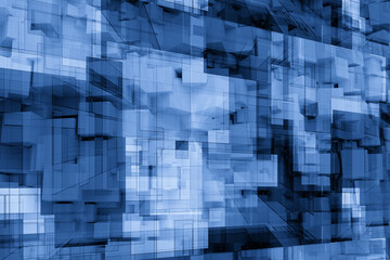 Futuristic digital complex block wall for digital technology artwork and background.