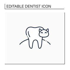 Veterinary dentistry line icon. Perfect pets tooth care. Cleaning, adjustment, filing, extraction, or repair of animals teeth concept. Lovely care pets. Isolated vector illustration. Editable stroke