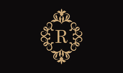 Elegant logo for business. Exquisite company brand icon, boutique. Monogram with the letter R.