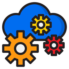 cloud computing color line style icon