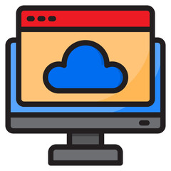cloud computing color line style icon
