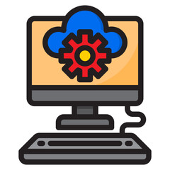 cloud computing color line style icon