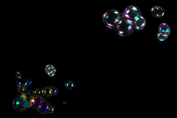 Soap bubbles isolated on a black background