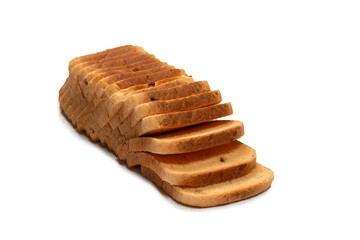 Delicious bread slices isolated on a white background.