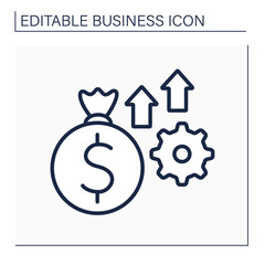 Investition line icon. New startup. Investing money into products. Business growth and profitability. Business concept. Isolated vector illustration. Editable stroke