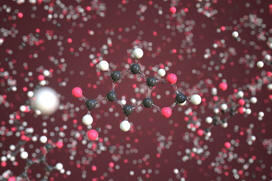 Molecule of piperonal, conceptual molecular model. Scientific 3d rendering