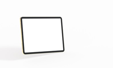 3D tablet with empty screen isolated digital white