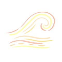 Isolated image of a wave in the Scandinavian style, painted on a white background. Digital illustration with imitation paint. Design for children, posters, prints, postcards, fabrics, textiles.