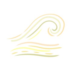 Obraz premium Isolated image of a wave in the Scandinavian style, painted on a white background. Digital illustration with imitation paint. Design for children, posters, prints, postcards, fabrics, textiles.