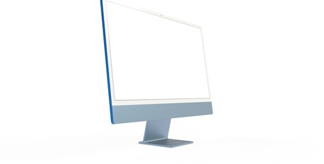 Workspace blank screen desktop computer, Mockup computer blue