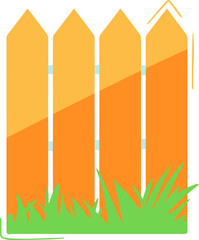 Vector art fence brown and green lawn for home and territory