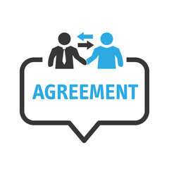 agreement  - speech bubble with text and symbol