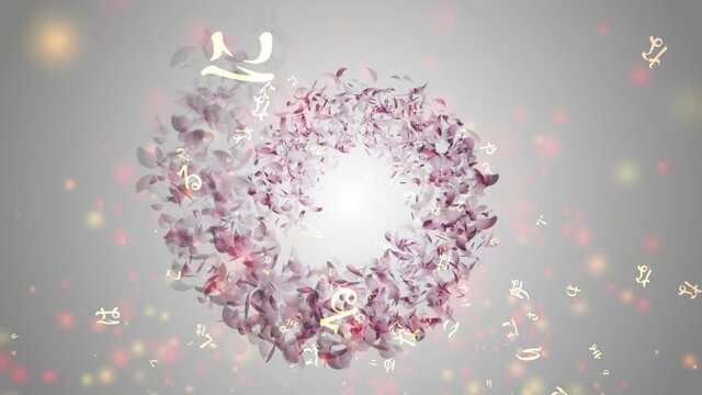 和歌と桜が舞う春の背景素材