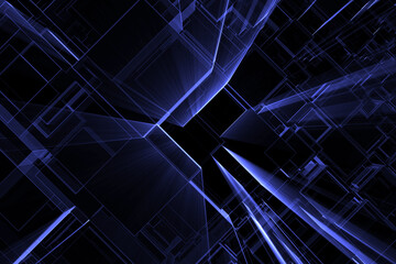 Abstract digital fractal design and science fiction hi-tech drak blue futuristic concepts.