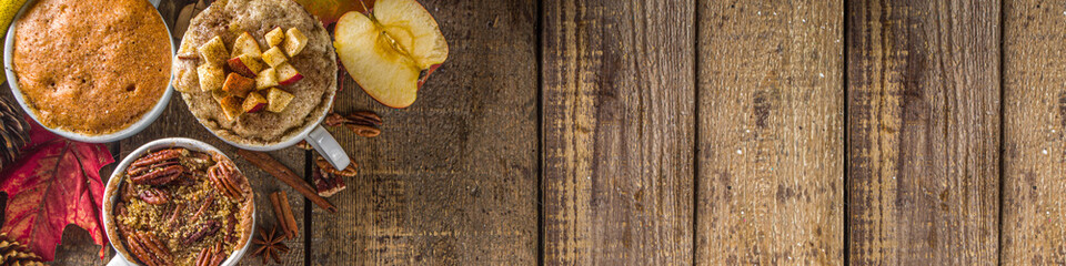 Traditional Autumn Cakes in Microwave Mug Pies