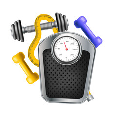 Healthy life square banner with realistic objects  Vector