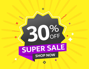 Tag 30% off. Special Offer vector, retail, ecommerce, promotion, super sale. best price, mega sale. Store. Burn, Black Friday, shop now.