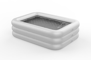 Blank inflatable portable PVC pool for branding mockup, 3d render illustration.