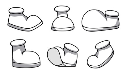 Cartoon mascot character's legs set with different poses isolated on white background isolated